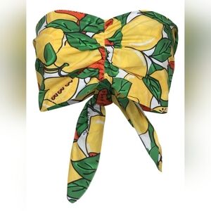 Alessandro Enriquez Lemon Print Tie Back Tube Top IT 42